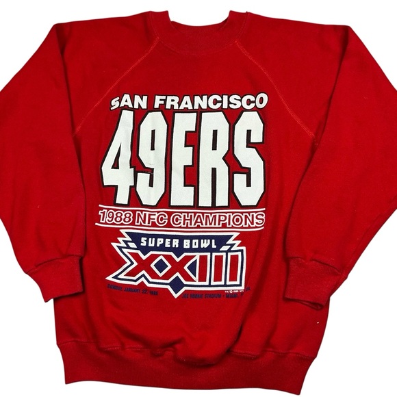 Hanes Tops - Vintage San Francisco 49ers NFL 1988 Super Bowl XXIII Raglan crewneck